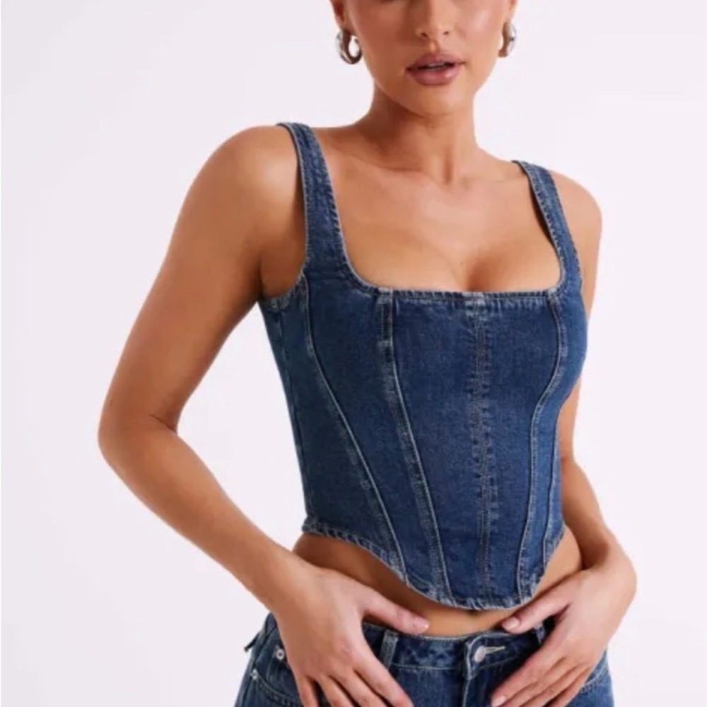 Meshki denim corset top